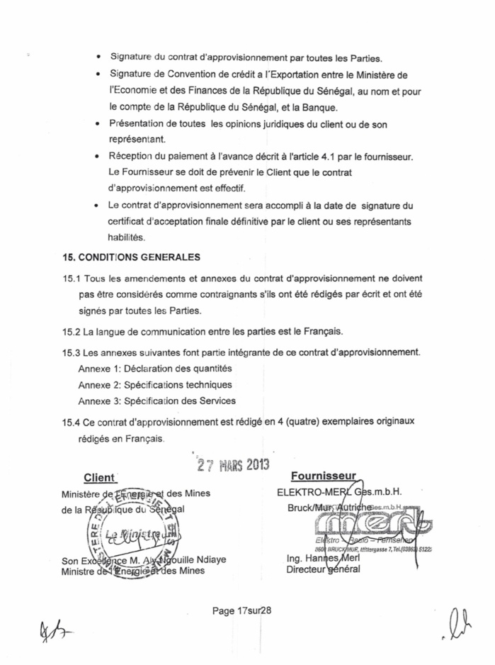 Parfum De Scandale autour d’un Contrat de trois milliards signé par Aly N'gouille N'DIAYE : Réponse à la Mise au Point du Ministère de l’Energie et des Mines (DOCUMENTS)