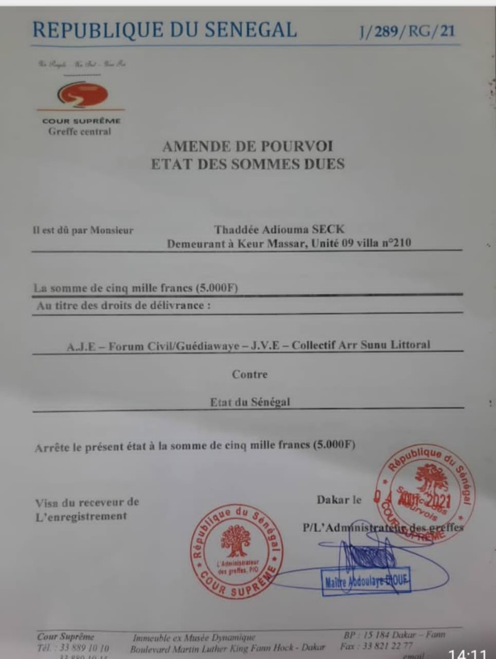 Déclassification de la bande de filao : « Aar Sunu Littoral » a déposé un recours pour l'annulation du décret présidentiel n°2021-701.