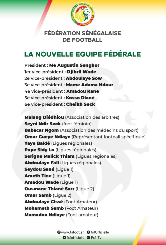 Assemblée générale élective : Voici les nouveaux membres du comité exécutif de la FSF...
