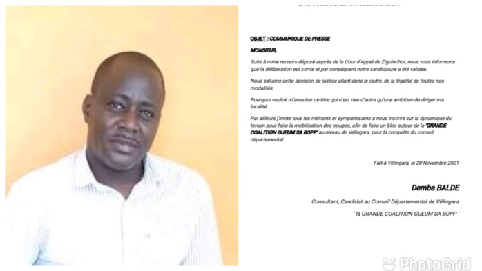 Locales 2022 à Vélingara : la validation de la candidature de la grande coalition « gueum sa bop » après recours. Locales 2022 à Vélingara : la validation de la candidature de la grande coalition « gueum sa bop » après recours.