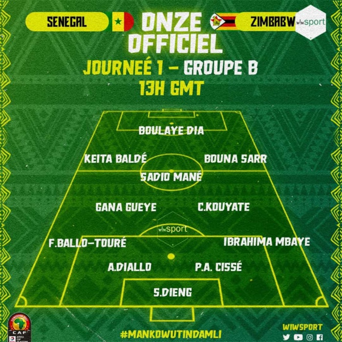 Sénégal vs Zimbabwe : Voici le onze officiel des lions... Sénégal vs Zimbabwe : Voici le onze officiel des lions...