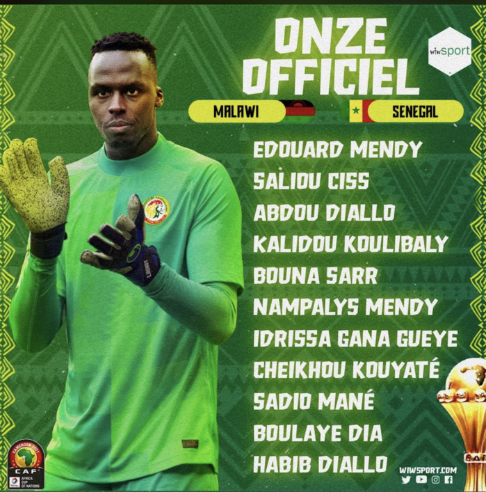 Sénégal - Malawi : Le onze Officiel d'Aliou Cissé avec Habib Diallo et Nampalys Mendy... Sénégal - Malawi : Le onze Officiel d'Aliou Cissé avec Habib Diallo et Nampalys Mendy...