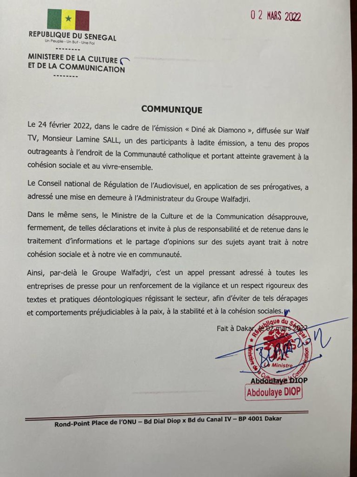 Propos outrageants Imam Sall : le ministre de la communication invite à plus de responsabilités et de retenue Propos outrageants Imam Sall : le ministre de la communication invite à plus de responsabilités et de retenue