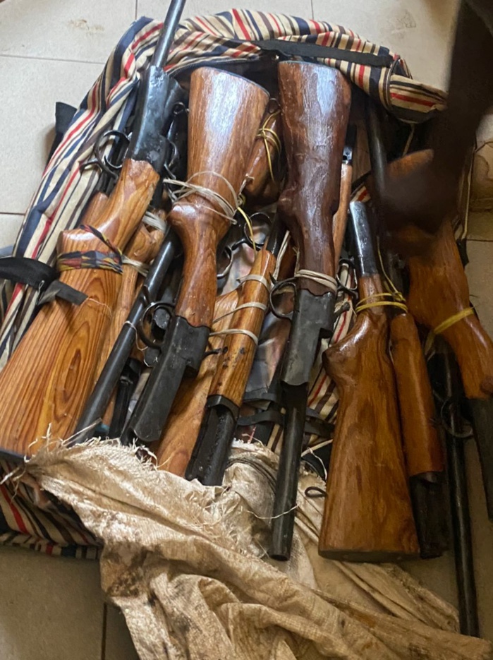 Criminalité faunique : 9 fusils de calibre 12 et une peau de léopard saisis à Kolda Criminalité faunique : 9 fusils de calibre 12 et une peau de léopard saisis à Kolda