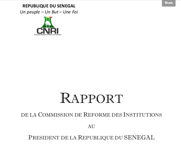 Voici le rapport complet de la Commission nationale de réforme des institutions – CNRI (DOCUMENTS)
