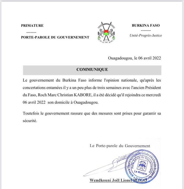 Burkina Faso : le Président Kaboré libéré ce mercredi Burkina Faso : le Président Kaboré libéré ce mercredi