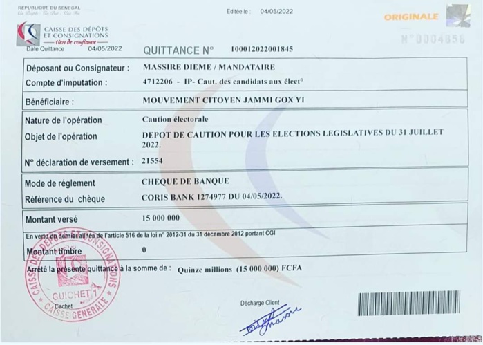 Caution pour les législatives 2022 : Après YAW, la CDC enregistre Jammi Gox Yi de Fadel Barro