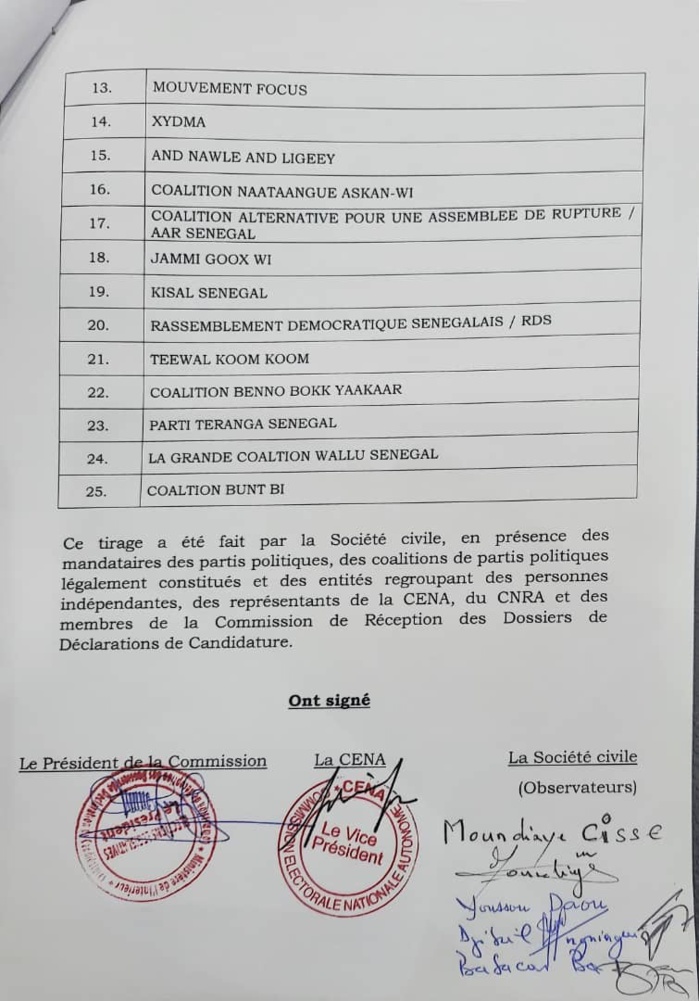 Législatives 2022 : L’ordre de passage pour le dépôt des dossiers de candidature enfin connu! Législatives 2022 : L’ordre de passage pour le dépôt des dossiers de candidature enfin connu!