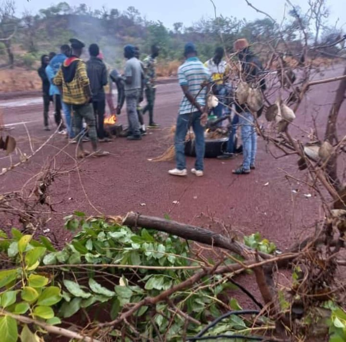Kédougou / Usine d'exploitation d'or Afrigold : frustrées et déçues, les populations de Kolia, bloquent l'accès de l'usine. Kédougou / Usine d'exploitation d'or Afrigold : frustrées et déçues, les populations de Kolia, bloquent l'accès de l'usine.