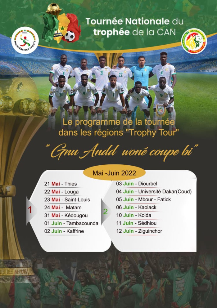 « Trophy Tour » : Le programme de la tournée du trophée de la CAN dans les régions dévoilé « Trophy Tour » : Le programme de la tournée du trophée de la CAN dans les régions dévoilé