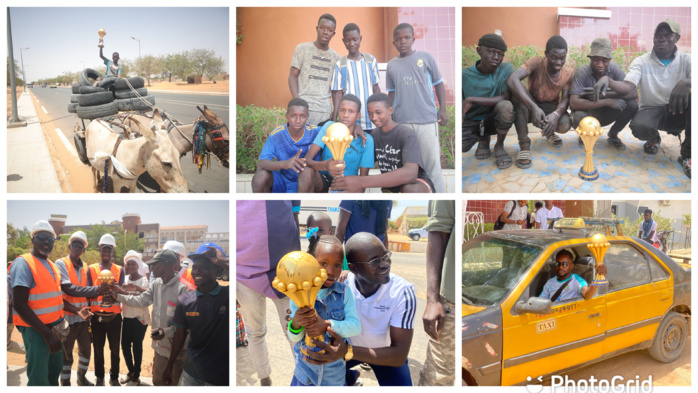 (IMAGES) « Trophy Tour » : Des ouvriers et charretiers se pressent pour voir le trophée de la CAN