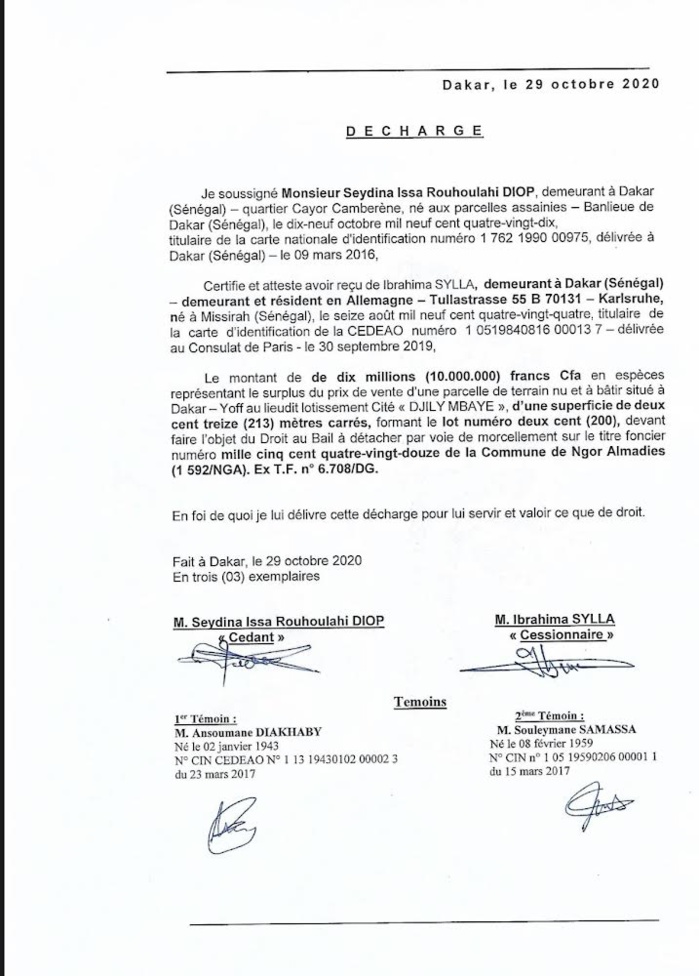 Victime d'une arnaque portant sur 32 millions : Ibrahima Sylla, un sénégalais résidant en Allemagne, traîne en justice la notaire Aïssatou Guèye Diagne. Victime d'une arnaque portant sur 32 millions : Ibrahima Sylla, un sénégalais résidant en Allemagne, traîne en justice la notaire Aïssatou Guèye Diagne.
