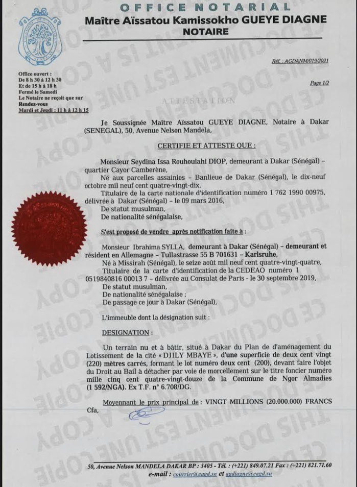 Victime d'une arnaque portant sur 32 millions : Ibrahima Sylla, un sénégalais résidant en Allemagne, traîne en justice la notaire Aïssatou Guèye Diagne.