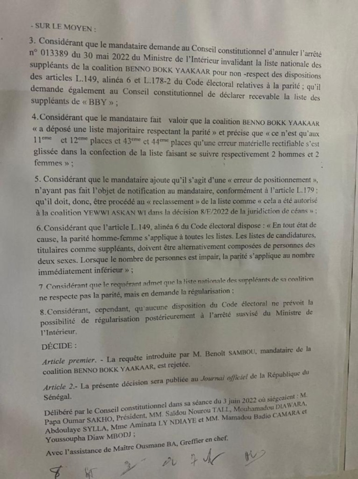 Conseil Constitutionnel : Les sept sages confirment le ministère de l’intérieur Conseil Constitutionnel : Les sept sages confirment le ministère de l’intérieur