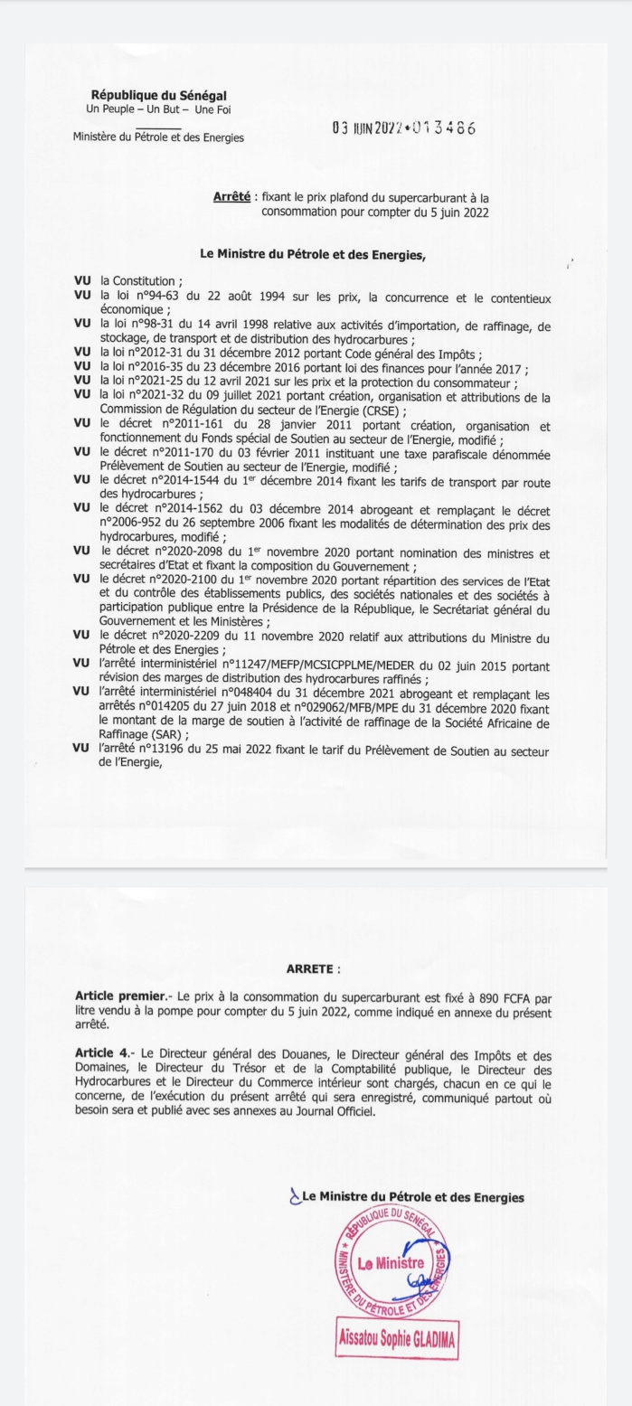 Sénégal : Augmentation de 115 francs sur le prix du supercarburant à partir de demain 5 juin Sénégal : Augmentation de 115 francs sur le prix du supercarburant à partir de demain 5 juin