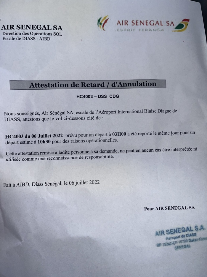 AIBD : « Encore », des passagers d’Air Sénégal qui indexent la compagnie « récidiviste » !