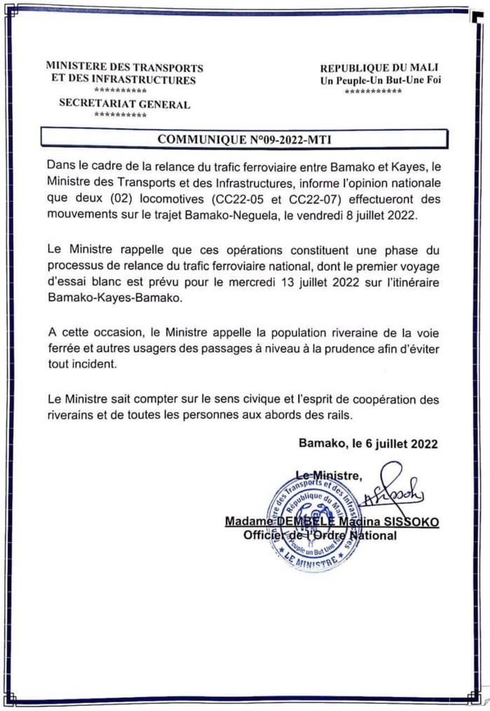 Relance du chemin de fer : contrairement au Sénégal, le Mali pose les jalons et passe à l'acte.