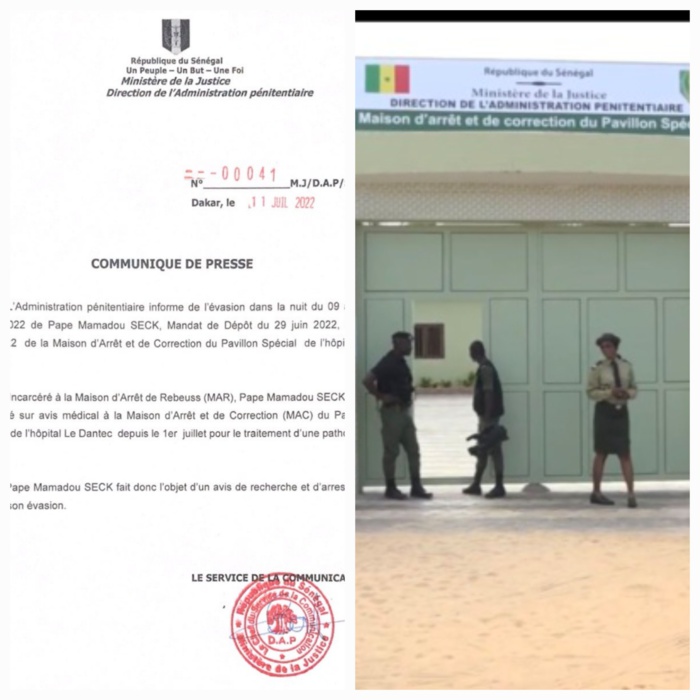 Pavillon Spécial de l'hôpital Aristide Le Dantec : le détenu Pape M. Seck réussit à se faire la malle.
