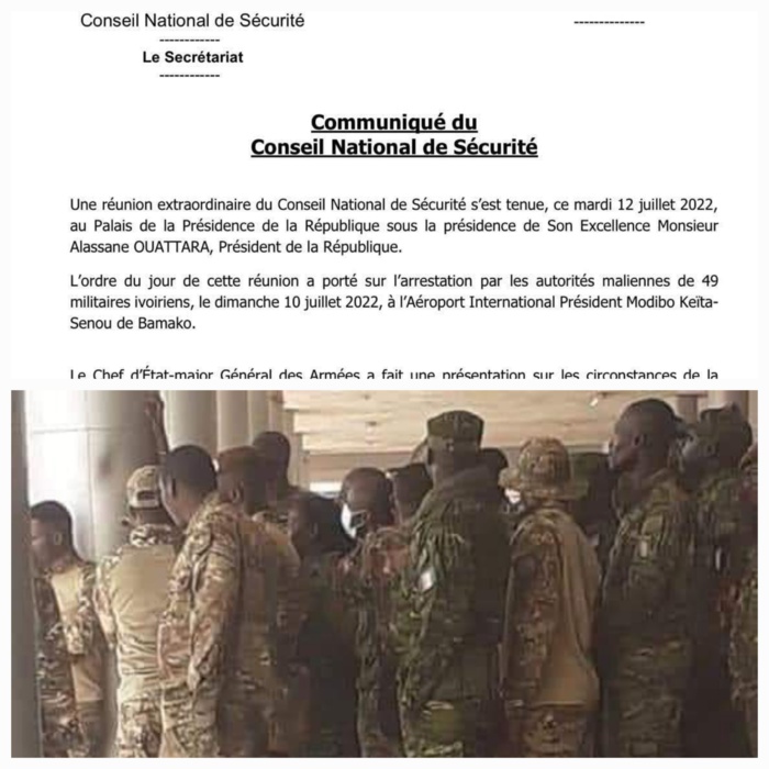 La Côte d'Ivoire demande au Mali de libérer "sans délai" 49 militaires "injustement" arrêtés
