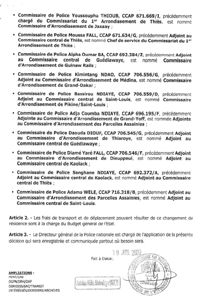 Nominations au sein de la Police nationale : jeu de chaises musicales (Document) Nominations au sein de la Police nationale : jeu de chaises musicales (Document)