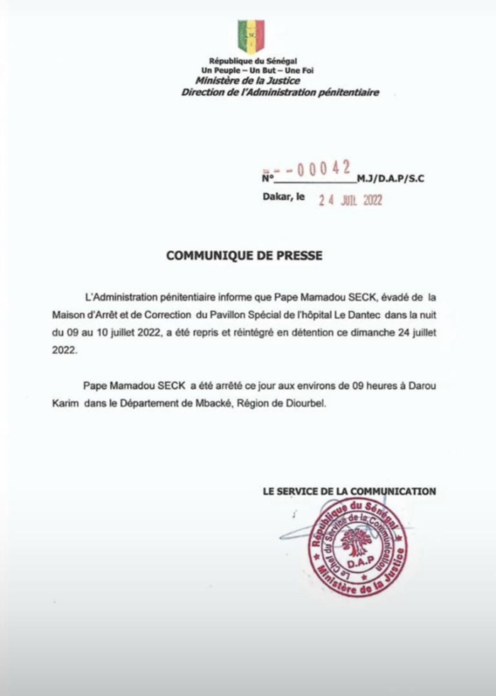 Affaire « forces spéciales » : fin de cavale pour Pape Mamadou Seck.