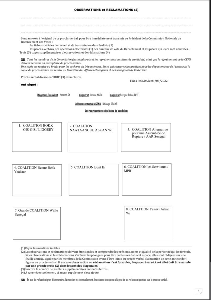 Législatives à Kolda : Benno devance largement Yewwi Askan Wi de 9.428 voix dans le département.