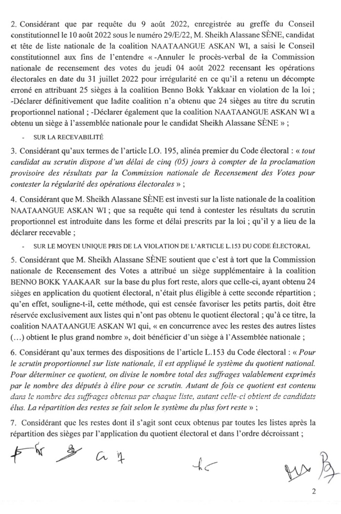 Résultats élections législatives 2022 : Voici en intégralité la décision du conseil constitutionnel Résultats élections législatives 2022 : Voici en intégralité la décision du conseil constitutionnel