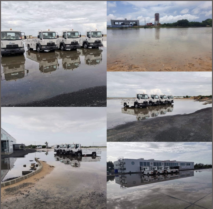 Insolite / Saint-Louis : Le tarmac de l’aéroport Ousmane Masseck Ndiaye complètement inondé à moins de trois mois de son inauguration.