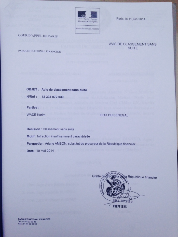 Affaire Karim Wade : la justice française classe sans suite la plainte du Sénégal à Paris