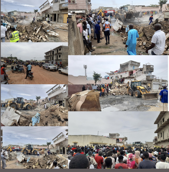 Urgent : Effondrement d'un bâtiment  R+1 à Kaolack. Des personnes seraient sous les décombres.