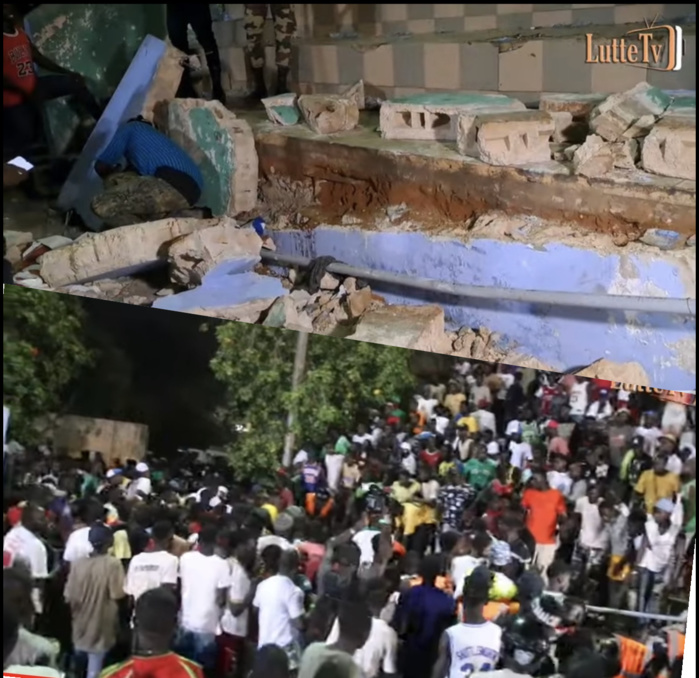 Affaissement d'un pan du mur du stade Iba Mar Diop : Plusieurs blessés graves décomptés. Affaissement d'un pan du mur du stade Iba Mar Diop : Plusieurs blessés graves décomptés.