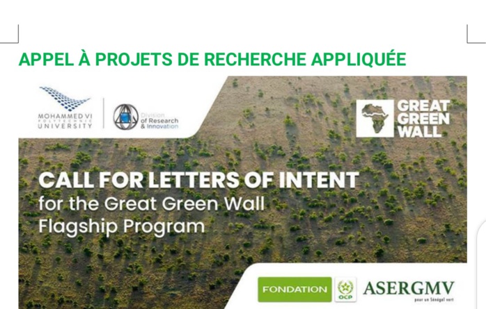 Pour un développement communautaire résilient et durable de la Grande Muraille Verte : appel à proposition de projets de recherche appliquée (Communiqué).