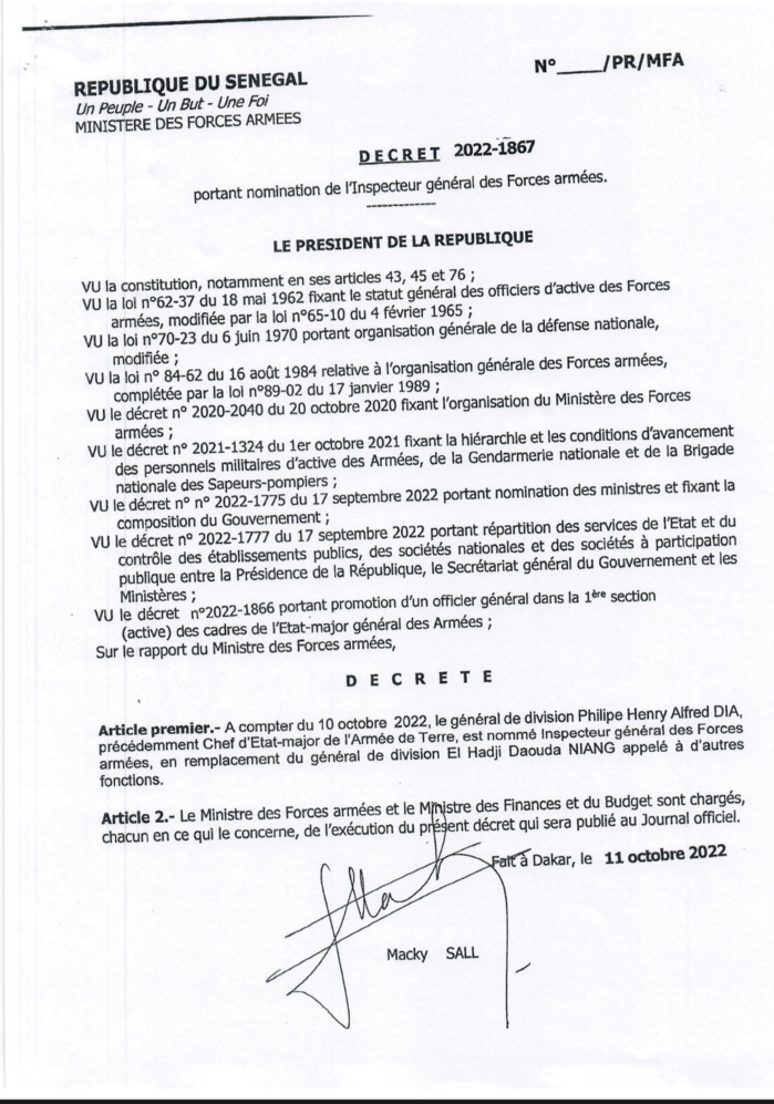 SÉNÉGAL : Le président Macky Sall signe plusieurs décrets de nomination. (DOCUMENTS) SÉNÉGAL : Le président Macky Sall signe plusieurs décrets de nomination. (DOCUMENTS)