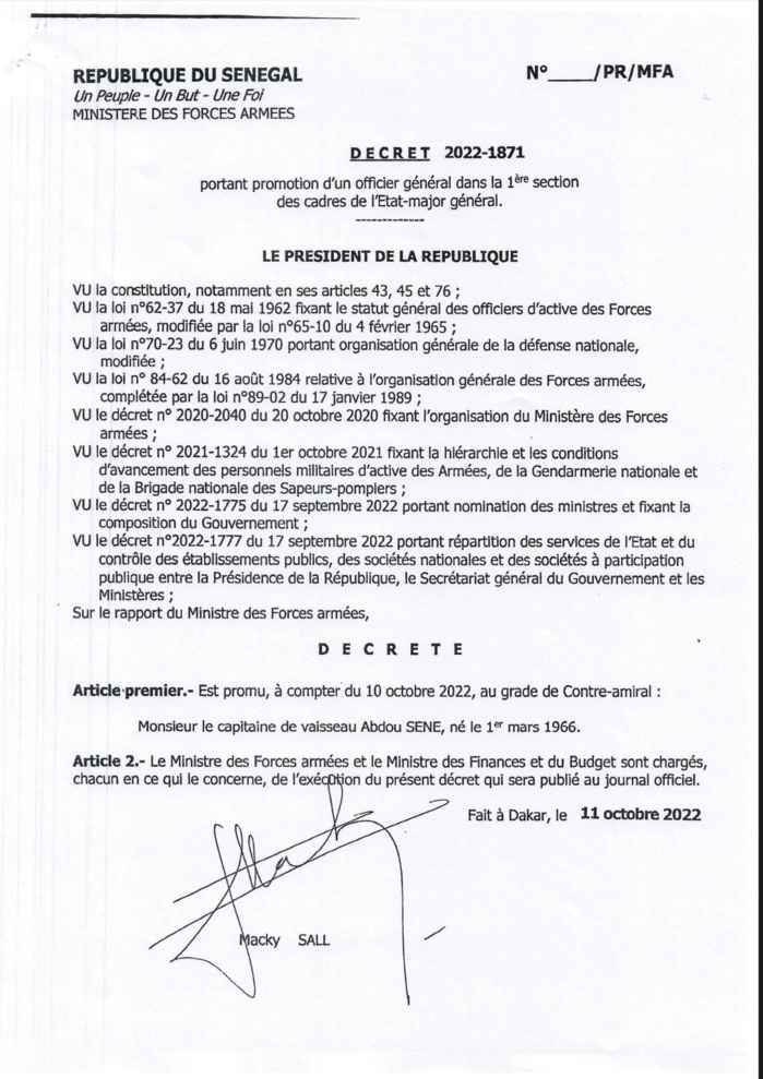 SÉNÉGAL : Le président Macky Sall signe plusieurs décrets de nomination. (DOCUMENTS) SÉNÉGAL : Le président Macky Sall signe plusieurs décrets de nomination. (DOCUMENTS)
