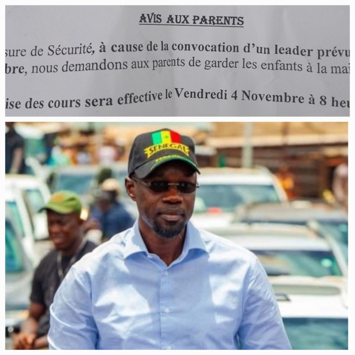 Audition de Ousmane Sonko : Plusieurs établissements scolaires de la capitale demandent aux parents d’élèves de « retenir leurs enfants à la maison » Audition de Ousmane Sonko : Plusieurs établissements scolaires de la capitale demandent aux parents d’élèves de « retenir leurs enfants à la maison »