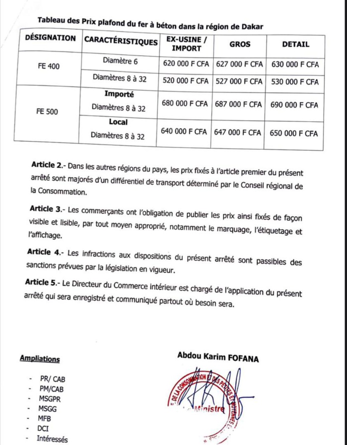 Réduction des denrées de première nécessité : Le ministre du commerce fixe les prix à Dakar…