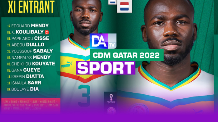Sénégal vs Pays-Bas : le onze officiel de Aliou Cissé avec Pape Abou Cissé et Kouyaté ! Sénégal vs Pays-Bas : le onze officiel de Aliou Cissé avec Pape Abou Cissé et Kouyaté !