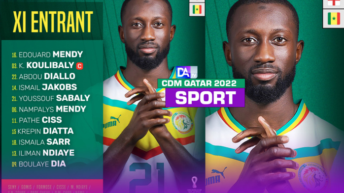 Angleterre vs Sénégal : Aliou Cissé reconduit le même onze qui avait battu l’Équateur à l’exception de Krépin Diatta qui réintègre l’équipe… Angleterre vs Sénégal : Aliou Cissé reconduit le même onze qui avait battu l’Équateur à l’exception de Krépin Diatta qui réintègre l’équipe…