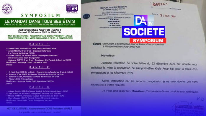 Symposium sur "le mandat dans tous ses états " : Le Recteur de l'Ucad ferme ses portes au Dr Abdourahmane Diouf Symposium sur "le mandat dans tous ses états " : Le Recteur de l'Ucad ferme ses portes au Dr Abdourahmane Diouf