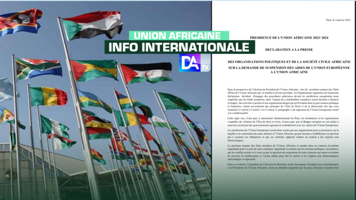Présidence de l’UA 2023 - 24 : Des organisations panafricaines alertent sur l’élection du futur président et demandent la suspension des aides de l’UE à l’UA.