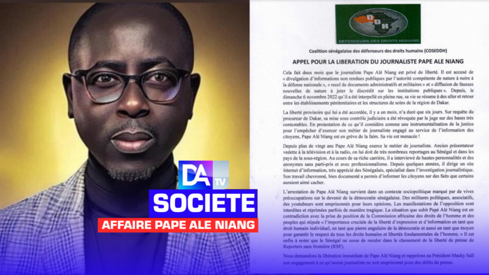 Affaire Pape Alé Niang : La Coalition sénégalaise des défenseurs des droits humains (COSEDDH), appelle à la libération du journaliste… Affaire Pape Alé Niang : La Coalition sénégalaise des défenseurs des droits humains (COSEDDH), appelle à la libération du journaliste…