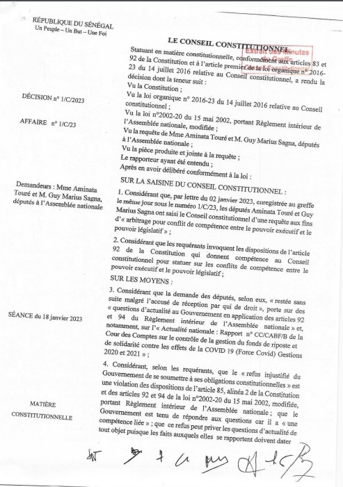 Saisine du Conseil constitutionnel sur le rapport de la Cour des comptes : La juridiction rejette le tandem Mimi-Guy Marius Sagna