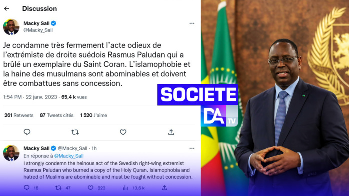 L'autodafé d’une copie du Saint Coran dans la ville de Stockholm en Suède: " L’islamophobie et la haine des musulmans sont abominables et doivent être combattues sans concession (Macky Sall)