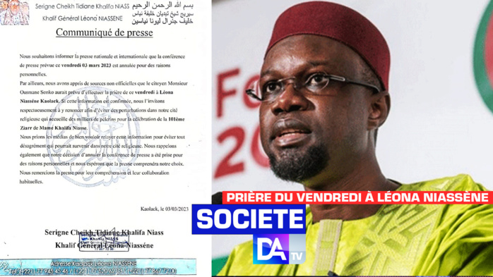 Prière du vendredi à Léona Niassène : Le khalife général dit niet à Ousmane Sonko. Prière du vendredi à Léona Niassène : Le khalife général dit niet à Ousmane Sonko.