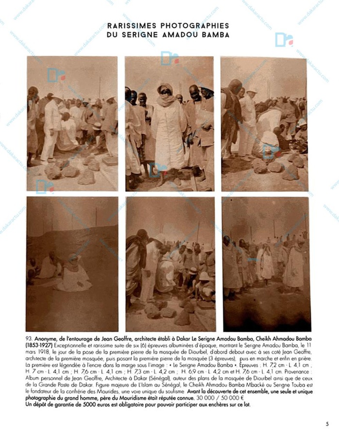 ENCHÈRES À LYON/ 06 photographies originales de Serigne Touba acquises par un Collectif composé de disciples pour un coût de 40 millions FCFA ENCHÈRES À LYON/ 06 photographies originales de Serigne Touba acquises par un Collectif composé de disciples pour un coût de 40 millions FCFA