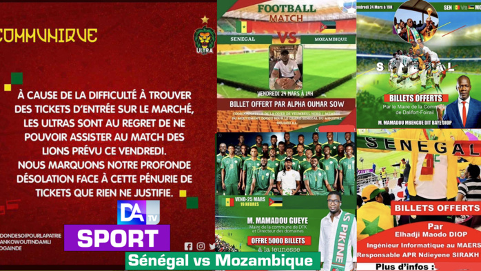 Sénégal vs Mozambique : Gros scandale sur les billets du match qui sont “introuvables”, accaparés par les politiciens et leurs militants… Sénégal vs Mozambique : Gros scandale sur les billets du match qui sont “introuvables”, accaparés par les politiciens et leurs militants…