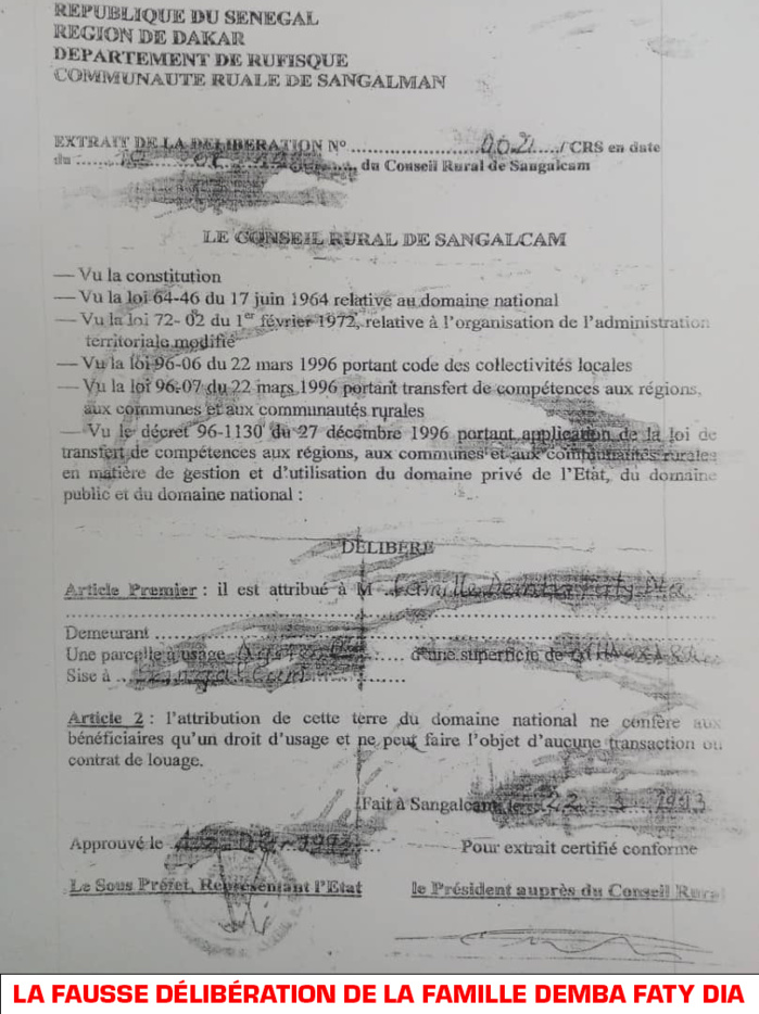 Tentative d'extorsion foncière à Sangalkam par le promoteur immobilier Moussa Diop : Des agents des domaines et du cadastre dans le deal Tentative d'extorsion foncière à Sangalkam par le promoteur immobilier Moussa Diop : Des agents des domaines et du cadastre dans le deal