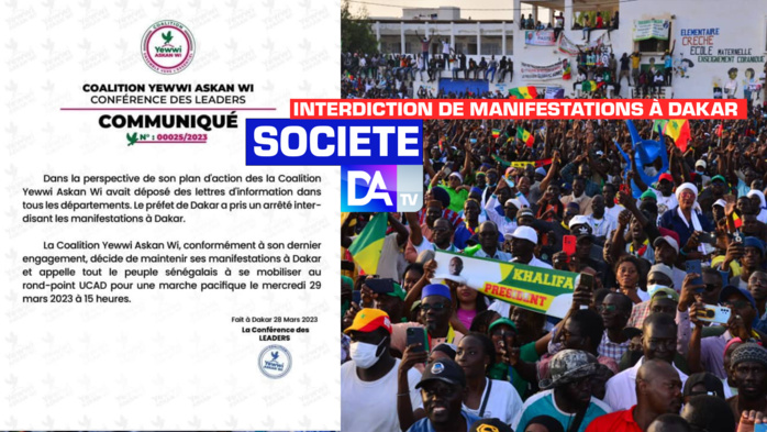 Interdiction de manifestations à Dakar: Yewwi Askan Wi maintient son plan d’actions les 29 et 30 mars Interdiction de manifestations à Dakar: Yewwi Askan Wi maintient son plan d’actions les 29 et 30 mars