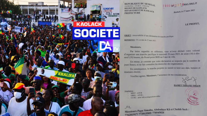 Kaolack : Le préfet interdit la marche du « Front contre le 3ème mandat ». Kaolack : Le préfet interdit la marche du « Front contre le 3ème mandat ».