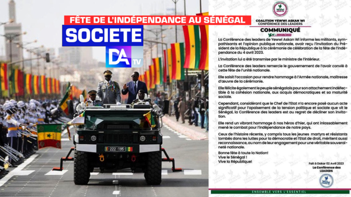 63e fête de l’indépendance au Sénégal : La coalition Yewwi Askan Wi décline l’invitation du chef de l’État